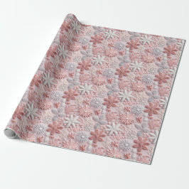 Winter roze zilveren sneeuwvlok cadeaupapier