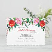 Winter Rozen Bruidsdouche Uitnodiging (Staand voorkant)