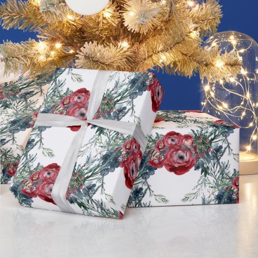 Winter Rozen Pine & Spruce Tree Greenery Trellis Cadeaupapier (Feestdagen)