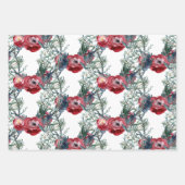 Winter Rozen Pine & Spruce Tree Greenery Trellis Inpakpapier Vel (Voorkant 2)