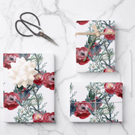 Winter Rozen Pine & Spruce Tree Greenery Trellis Inpakpapier Vel