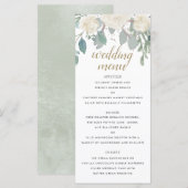 Winter Rozen White Gold Floral Wedding Menu (Voorkant / Achterkant)