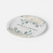 Winter Rozen White Gold Floral Wedding Papieren Bordje (Gekanteld)