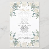 Winter Rozen White Gold Floral Wedding Programme (Achterkant)