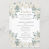 Winter Rozen White Gold Floral Wedding Programme (Voorkant / Achterkant)