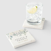 Winter Rozen White Gold Floral Wedding Stenen Onderzetter (Zijkant)