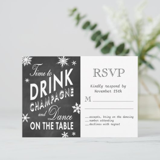 Winter RSVP Tijd tot Drink Champagne (Staand voorkant)
