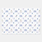 Winter Running - Sneeuwman Kerstboom Inpakpapier Vel (Voorkant)