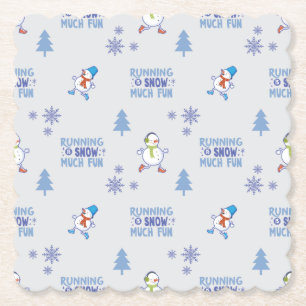 Winter Running - Sneeuwman Kerstboom Kartonnen Onderzetters