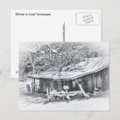 Winter Rural Scene  Barn & Rake | Tennessee Briefkaart (Voorkant / Achterkant)