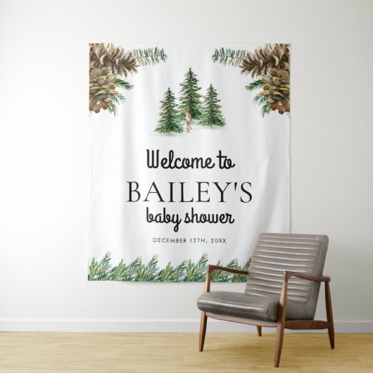 Winter Rurale Baby Shower Welkom Bord Wandkleed (In situ)