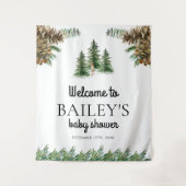 Winter Rurale Welkomstbord Baby Shower Wandkleed (Voorkant)