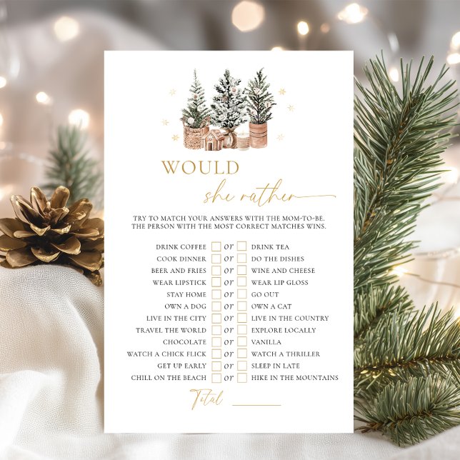 Winter Rustic Baby shower zou ze liever spel (Creator heeft geüpload)