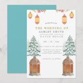 Winter Rustic Cabin Snow Pine Wedding Invitation Kaart (Voorkant / Achterkant)