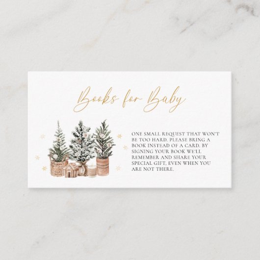 Winter Rustic Christmas Baby shower Boeken voor Ba Informatiekaartje (Voorkant)