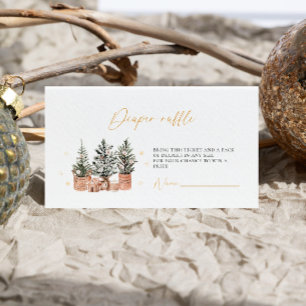 Winter Rustic Christmas Baby shower Luierverloting Informatiekaartje