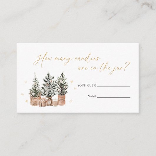 Winter Rustic Christmas Guess Hoeveel Snoepjes Informatiekaartje (Voorkant)