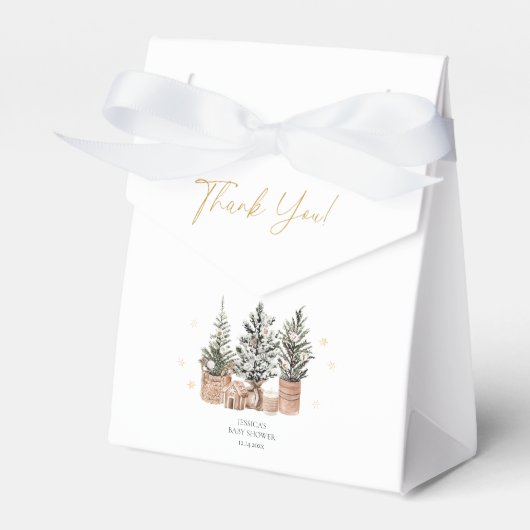 Winter Rustic Christmas Trees Baby shower Bedankdoosjes (Voorkant Zijde)