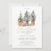 Winter Rustic Christmas Trees Baby shower Kaart (Voorkant)