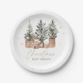 Winter Rustic Christmas Trees Baby shower Papieren Bordje (Voorkant)