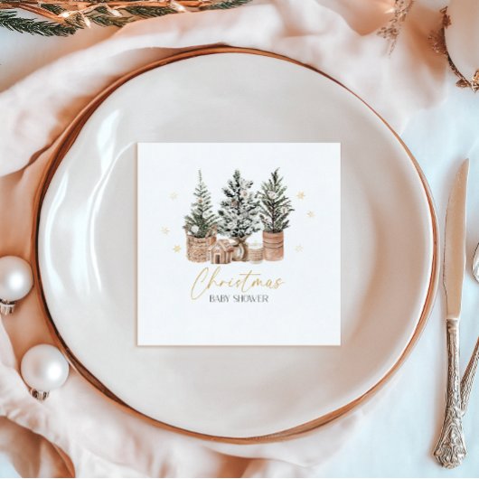 Winter Rustic Christmas Trees Baby shower Servet