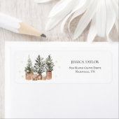 Winter Rustic Christmas Trees Retouradres Etiket (Insitu)