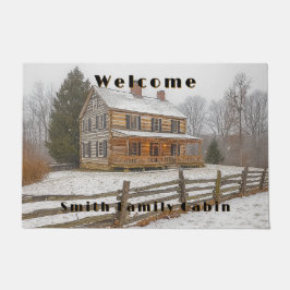 Winter Rustic Country Log Cabin Snow Deurmat