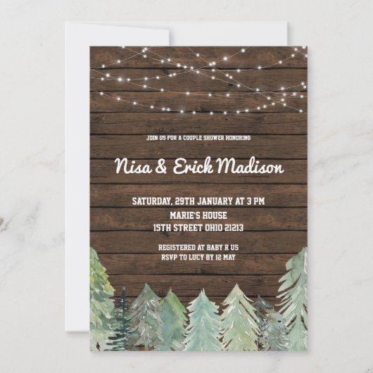 Winter Rustic Couples Baby shower Uitnodiging (Voorkant)