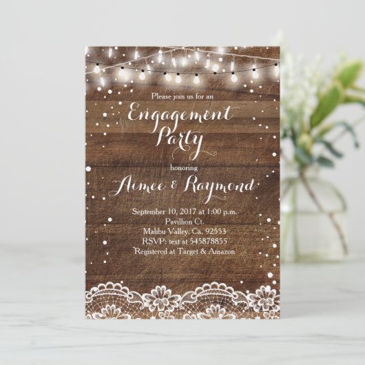 Winter Rustic Engagement Party Uitnodiging (Staand voorkant)