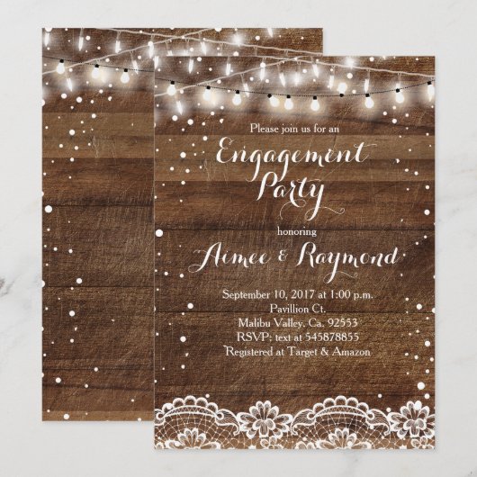 Winter Rustic Engagement Party Uitnodiging (Voorkant / Achterkant)