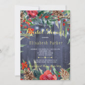 Winter Rustic Floral Vrijgezellenfeest | Navy Wood Kaart (Voorkant)