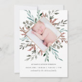 Winter Rustic Greenery Birth Announcement Kaart (Voorkant)