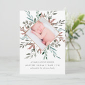 Winter Rustic Greenery Birth Announcement Kaart (Staand voorkant)