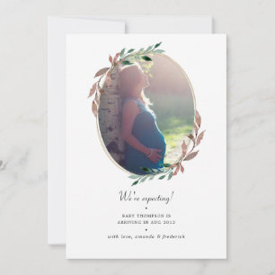 Winter Rustic Greenery Fotozwangerschap Aankondiging