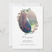 Winter Rustic Greenery Fotozwangerschap Aankondiging (Voorkant)