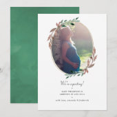 Winter Rustic Greenery Fotozwangerschap Aankondiging (Voorkant / Achterkant)