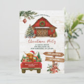 Winter Rustic Highland Cow Country Holiday Party Kaart (Staand voorkant)