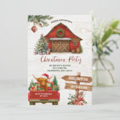 Winter Rustic Highland Cow Country Holiday Party Kaart (Staand voorkant)