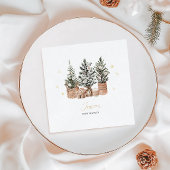 Winter Rustic Kerstbomen Baby Shower Servet