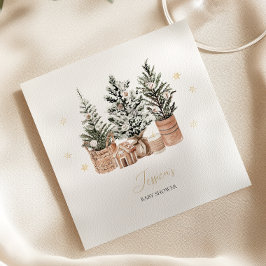 Winter Rustic Kerstbomen Baby Shower Servet