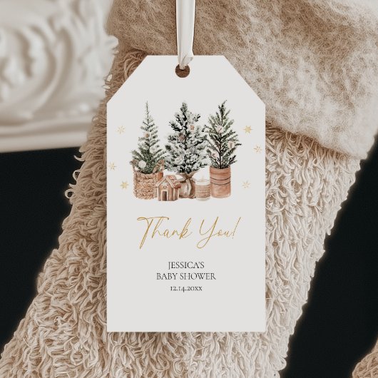 Winter Rustic Kerstboom Bedankkaartjes Cadeaulabel