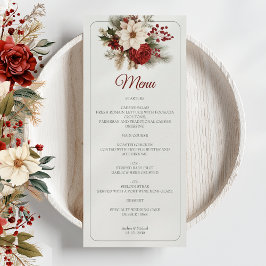 Winter Rustic Pine Bloemen Trouwmenu Menu