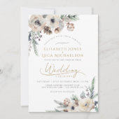 Winter Rustic Pine Botanical Monogram Boho Wedding Kaart (Voorkant)