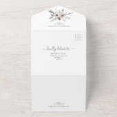 Winter Rustic Pine Floral QR RSVP Woodland Wedding All In One Uitnodiging (Buitenkant)