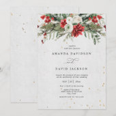 Winter Rustic Pine Greenery Red Berries bruiloft Kaart (Voorkant / Achterkant)