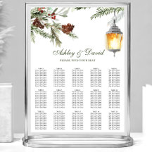 Winter Rustic Pine Lantern Wedding Sezing Chart