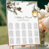 Winter Rustic Pine Lantern Wedding Sezing Chart Poster