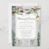 Winter Rustic Pine Trees Lantaarn Kaart (Voorkant)