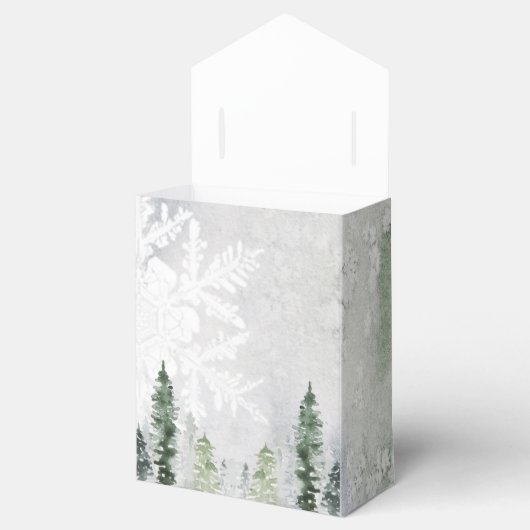 Winter Rustic Pine Trees Lantern Botanical Wedding Bedankdoosjes (Geopend)