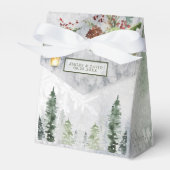 Winter Rustic Pine Trees Lantern Botanical Wedding Bedankdoosjes (Voorkant Zijde)